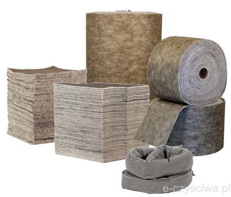 Zdjęcie różnych typów sorbentów: maty, rękawy, poduszki