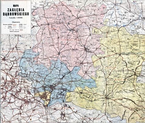 Zbiory archiwalne, stare dokumenty, mapa Zagłębia Dąbrowskiego