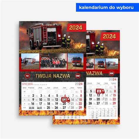 zdjęcie przedstawiające różnorodne kalendarze strażackie