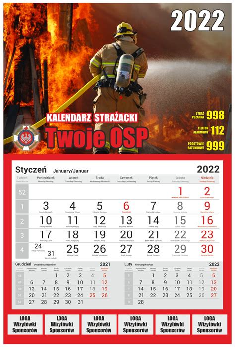 infografika przedstawiająca typy kalendarzy strażackich