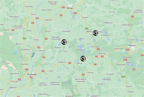 Mapa Międzychodu z zaznaczonymi historycznymi obszarami pożarów i powodziami