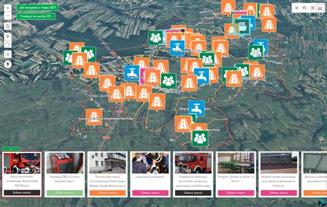 Mapa z zaznaczonymi obszarami nowych inwestycji oświetleniowych w gminie Trzebownisko