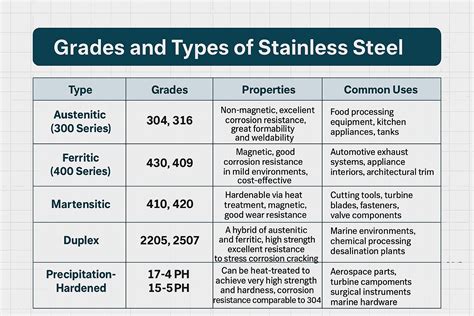 Table comparing different types of grating materials (galvanized steel, stainless steel, cast iron, polyamide) with their pros, cons, and typical load classes.