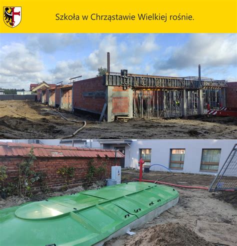 Zdjęcie odnowionej świetlicy w Chrząstawie Wielkiej ukazujące nowoczesną elewację oraz zagospodarowany teren wokół remizy