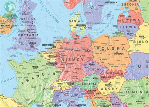 Mapa Europy z zaznaczonymi obszarami zagrożonymi pożarami