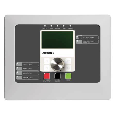 Thematic photo of a modern fire alarm control panel with Aritech logo