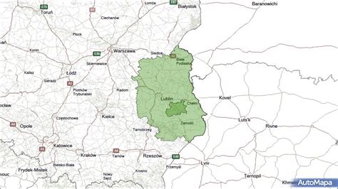 Mapa powiatu krasnostawskiego z zaznaczonymi miejscowościami lub kolaż zdjęć z lokalnych festiwali