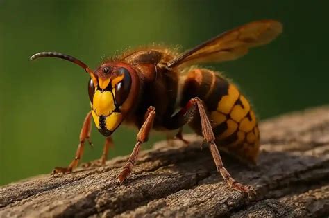 szerszeń w locie nad owocem