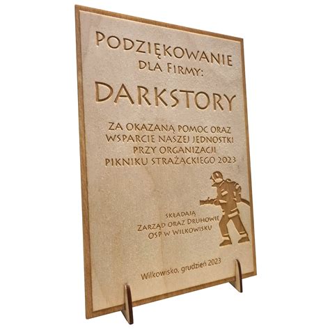 Elegancka tablica z grawerem dla strażaków, z logo OSP