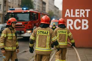 Strażak OSP rozmawiający z mieszkańcem podczas sprzedaży kalendarza