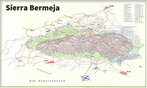 Mapa obszarów objętych pożarami w Sierra Bermeja i Sierra Negra