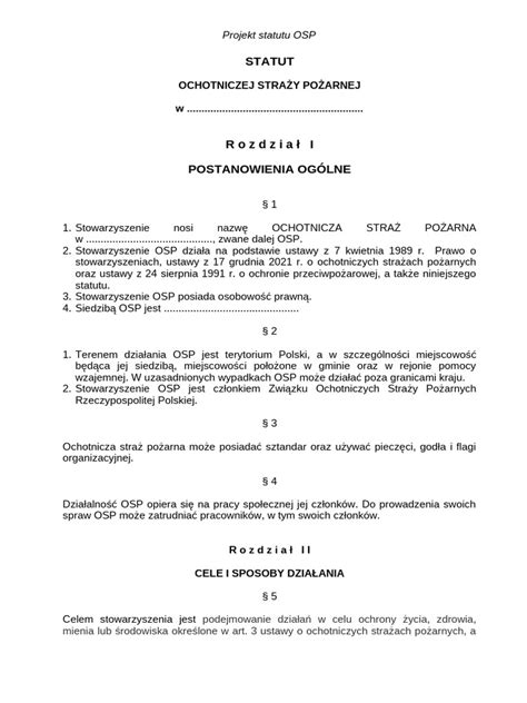 Fragment statutu OSP Wierzbica Pańska z 1935 roku.