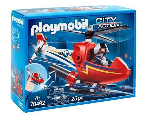 Zestaw klocków Playmobil City Action Helikopter Strażacki 70492 w akcji