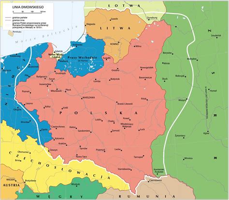 Mapa Polski z okresu I wojny światowej lub dwudziestolecia międzywojennego z zaznaczonym Piotrkowem