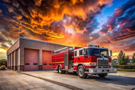 Thematic photo of a modern fire truck in action or parked