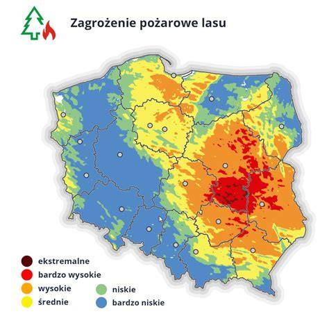 Zagrożenie pożarowe w lesie - mapa poglądowa