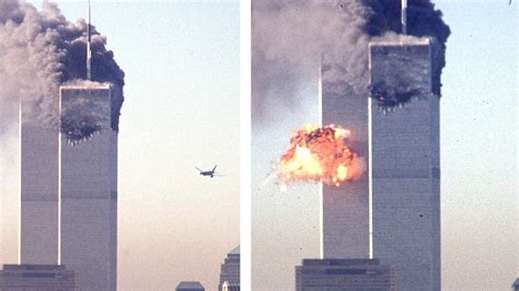 Zniszczenia po zamachach na World Trade Center, ze strażakami pracującymi na rumowisku