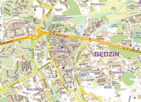 Tematyczne zdjęcie: Mapa Będzina z zaznaczonym obszarem usług PPOŻ