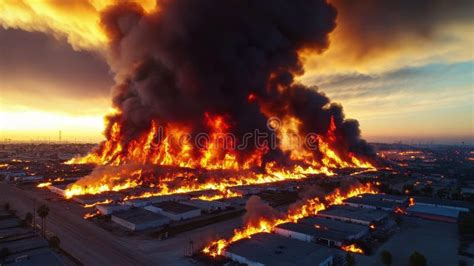 Thematic photo of a large industrial fire with dark smoke