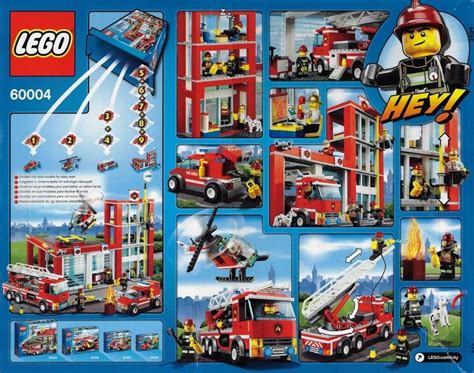 Widok na remizę strażacką LEGO City 60004 z dołączonym straganem