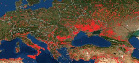 Mapa ryzyka pożarów lasów w Europie