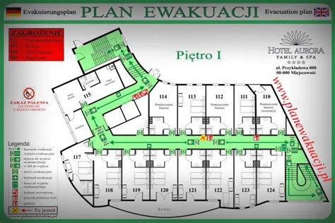 Przykładowe rozmieszczenie ROP w budynku na planie ewakuacyjnym
