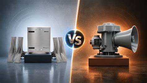 Infographic: Comparison of electromechanical and electronic sirens (how they generate sound)