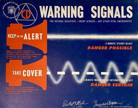 Infographic: Standard civil defense siren signals (types, duration, meaning)