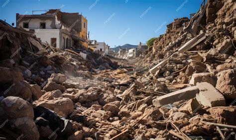 Zniszczone miasto w wyniku nalotu