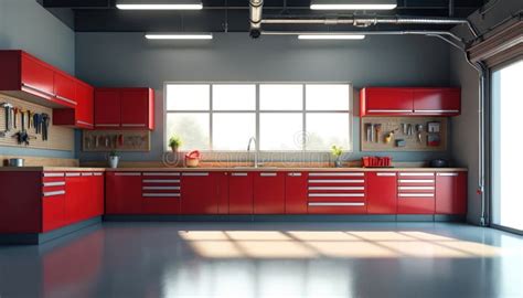 Thematic photo of a modern garage interior with a window, possibly showing tools or a workbench.