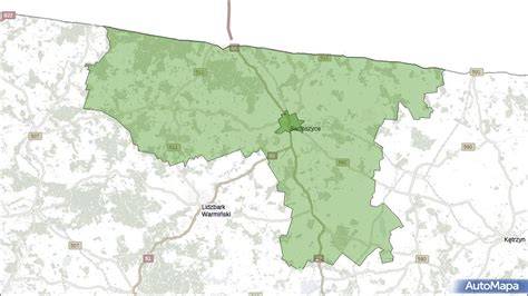 Mapa Gminy Bartoszyce z zaznaczonymi jednostkami OSP