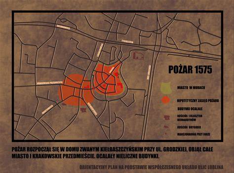 Historyczna ilustracja pożaru Lublina w 1575 roku