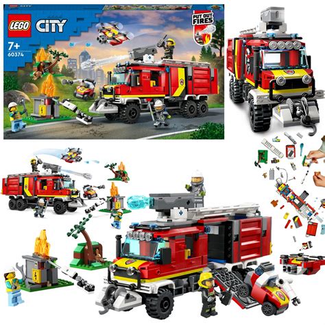 Zestaw LEGO City ilustrujący akcję policji i straży pożarnej