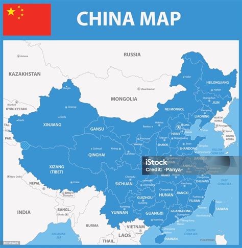 Mapa Chin z zaznaczonymi prowincjami Hunan i Guangdong (Shenzhen)