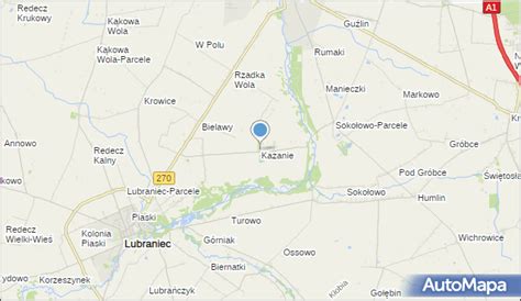 Mapa lokalizacji Kazanie w gminie Lubraniec