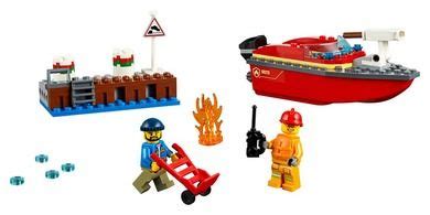 Minifigurki i akcesoria z zestawu LEGO City 60213 Pożar w dokach