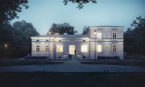 architektura zabytkowego dworu z elementami polskiego dachu mansardowego