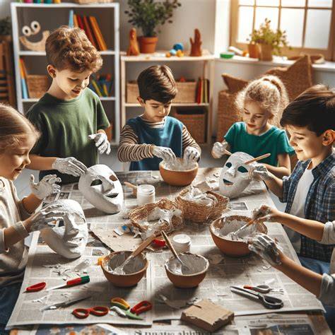 Infografika przedstawiająca kolejne etapy tworzenia maski z papier-mâché na balonie