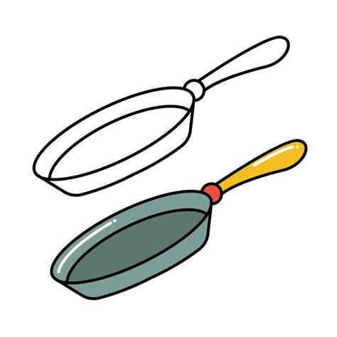 Ilustracja przedstawiająca płonącą patelnię z jedzeniem