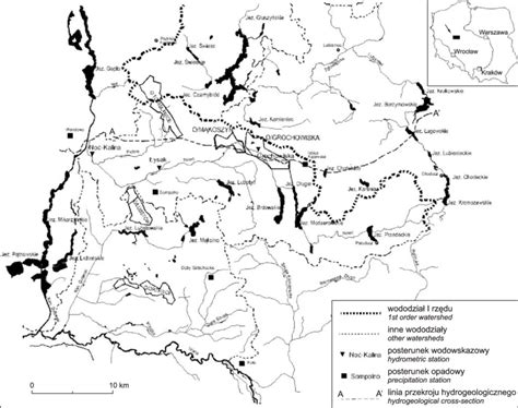 Mapa hydrograficzna regionu Górnej Wisły z zaznaczonymi kluczowymi obszarami inwestycyjnymi