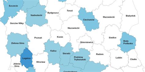 Mapa Złotoryi z zaznaczonymi okręgami wyborczymi i ich granicami