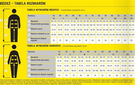 tabela rozmiarów z objaśnieniami A, C, H na schemacie koszulki męskiej