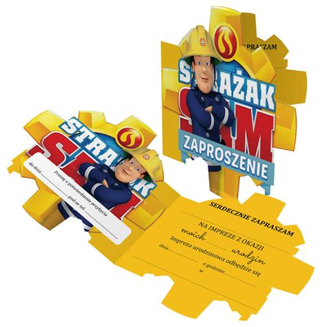Zdjęcie zbliżenie na zaproszenie Strażak Sam z wyróżnionym kształtem