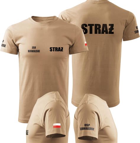 koszulka strażacka z nadrukiem OSP i stylizowanym ognikiem