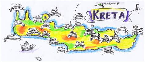 Mapa Krety z zaznaczonymi obszarami pożarów oraz bezpiecznymi strefami turystycznymi