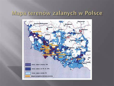 Mapa obszarów zalanych podczas powodzi w Sandomierzu w 2010 roku