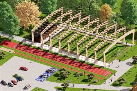Wizualizacja planowanej hali sportowej w Miastkowie Kościelnym