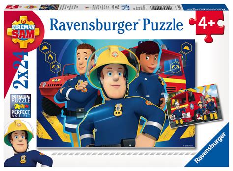 Ilustracja przedstawiająca opakowanie puzzli Ravensburger Strażak Sam 2x24