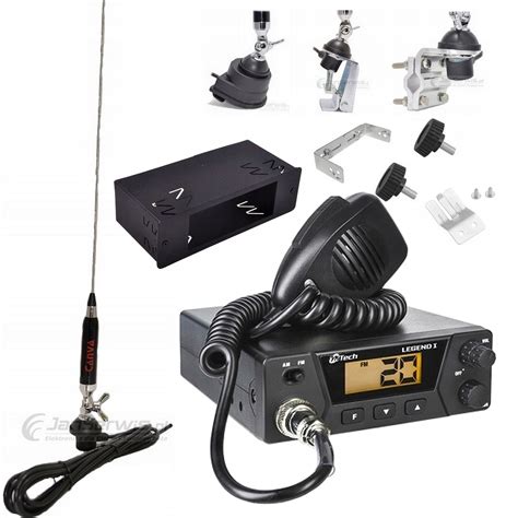 Zestaw CB radio w samochodzie (radioodbiornik, mikrofon i antena)