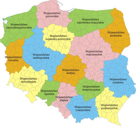Mapa Mazowsza z zaznaczonymi powiatami objętymi wsparciem unijnym dla OSP